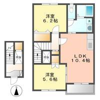 愛知県北名古屋市鹿田出町西(アパート)の賃貸物件の間取り