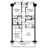 東京都立川市高松町3(マンション)の賃貸物件の間取り