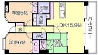 福岡県久留米市東町(マンション)の賃貸物件の間取り