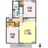 岡山県岡山市中区平井(アパート)の賃貸物件の間取り