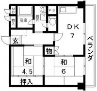 大阪府東大阪市足代1(マンション)の賃貸物件の間取り