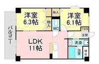 福岡県北九州市小倉北区熊本2(マンション)の賃貸物件の間取り