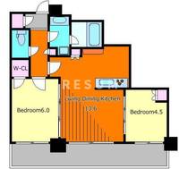 千葉県千葉市中央区中央2(マンション)の賃貸物件の間取り