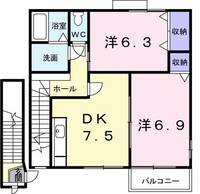 福島県いわき市金山町朝日台(アパート)の賃貸物件の間取り