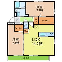 愛知県名古屋市名東区亀の井3(アパート)の賃貸物件の間取り