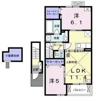 岐阜県羽島郡岐南町伏屋9(アパート)の賃貸物件の間取り