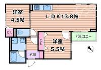 大阪府吹田市元町(アパート)の賃貸物件の間取り