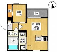 岡山県岡山市北区青江1(アパート)の賃貸物件の間取り