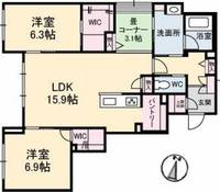 岡山県倉敷市西中新田(マンション)の賃貸物件の間取り
