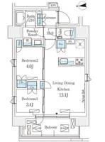 東京都渋谷区恵比寿南3(マンション)の賃貸物件の間取り
