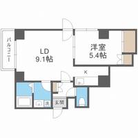 北海道札幌市中央区南一条西19(マンション)の賃貸物件の間取り
