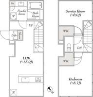 東京都渋谷区上原2の賃貸マンションの間取り