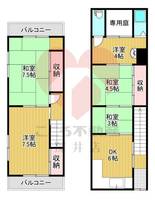 大阪府堺市堺区昭和通3(一戸建)の賃貸物件の間取り