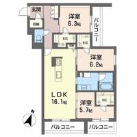 大阪府吹田市山田東4(マンション)の賃貸物件の間取り