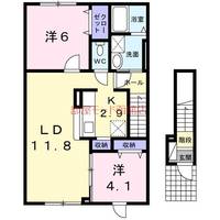 北海道函館市桔梗町(アパート)の賃貸物件の間取り