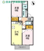 愛知県岡崎市欠町字東通(アパート)の賃貸物件の間取り