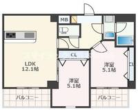 熊本県熊本市中央区桜町(マンション)の賃貸物件の間取り