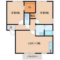 エコガーデン三条 B棟の間取り