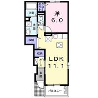 岐阜県岐阜市芥見大般若2(アパート)の賃貸物件の間取り