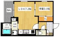 大阪府大阪市西淀川区野里2(アパート)の賃貸物件の間取り