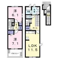 広島県福山市新涯町2(アパート)の賃貸物件の間取り