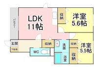 福岡県北九州市八幡西区本城学研台2(アパート)の賃貸物件の間取り