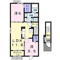 新潟県新発田市豊町1(アパート)の賃貸物件の間取り