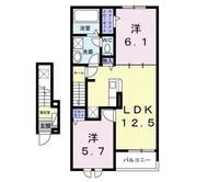 京都府木津川市加茂町里中門伝の賃貸アパートの間取り
