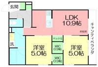 神奈川県茅ヶ崎市中海岸1(マンション)の賃貸物件の間取り