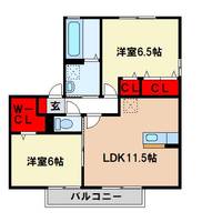 ボヌール和Bの間取り