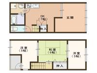 大阪府大阪市西成区天下茶屋2(一戸建)の賃貸物件の間取り