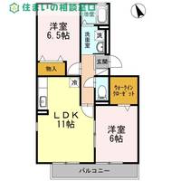 愛知県岡崎市宮地町字北浦(アパート)の賃貸物件の間取り