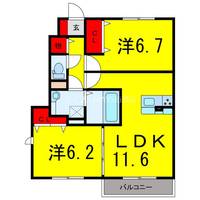 千葉県四街道市もねの里5(アパート)の賃貸物件の間取り