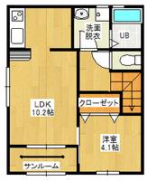 山形県寒河江市大字西根字下堰(アパート)の賃貸物件の間取り
