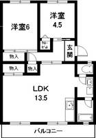 愛知県大府市東新町2(マンション)の賃貸物件の間取り