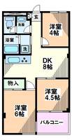 東京都立川市富士見町2(マンション)の賃貸物件の間取り