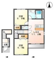 福島県いわき市平上荒川字五郎内(アパート)の賃貸物件の間取り