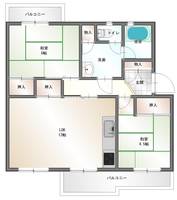 男山第4住宅311棟402号室の間取り