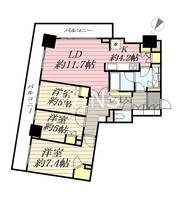 福岡県福岡市中央区今泉2(マンション)の賃貸物件の間取り
