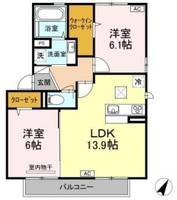 岡山県倉敷市東富井(アパート)の賃貸物件の間取り