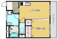 大阪府大阪市平野区加美東4(マンション)の賃貸物件の間取り