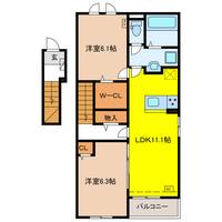 岐阜県大垣市大井4(アパート)の賃貸物件の間取り