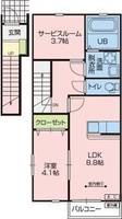 北上市上野町5丁目【NOVA era】築5年の間取り