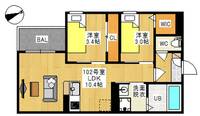 岡山県岡山市南区新保(アパート)の賃貸物件の間取り