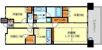 大阪府大阪市淀川区西宮原2丁目(マンション)の賃貸物件512の間取り