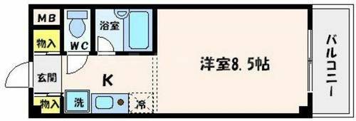 大阪府箕面市粟生間谷西3丁目(マンション)の賃貸物件の間取り