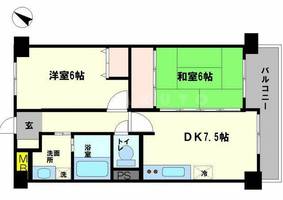 大阪府豊中市上新田2丁目(マンション)の賃貸物件の間取り