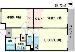大阪府豊中市上野東3丁目(マンション)の賃貸物件の間取り