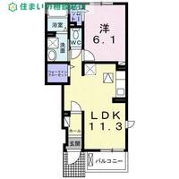 愛知県額田郡幸田町大字深溝字城山(アパート)の賃貸物件の間取り