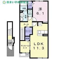 愛知県額田郡幸田町大字深溝字城山(アパート)の賃貸物件の間取り